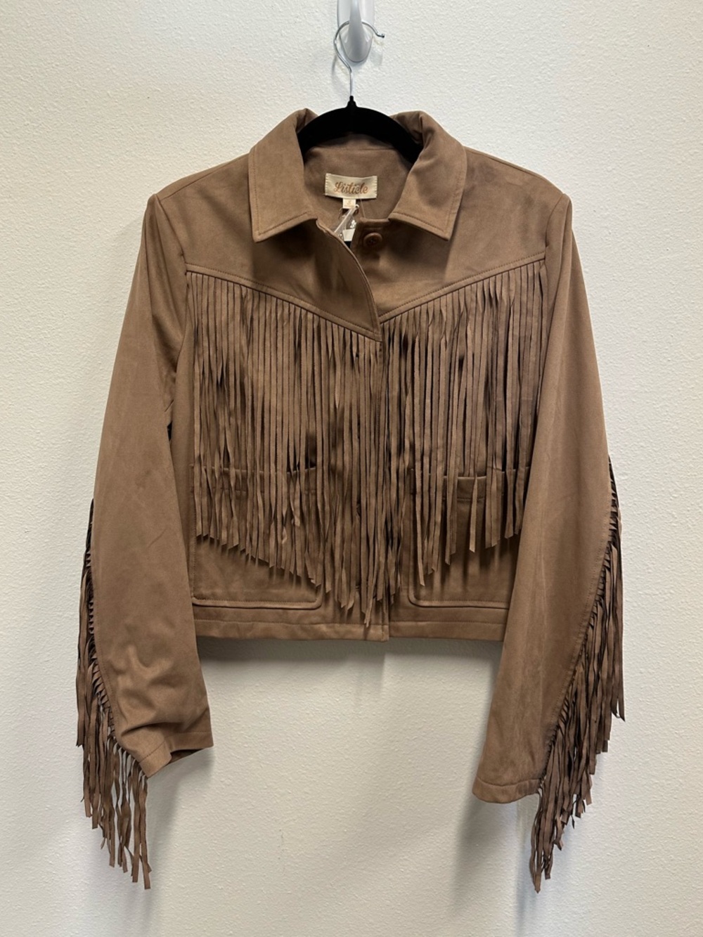 Listicle Brown Faux Suede Fringe Jacket